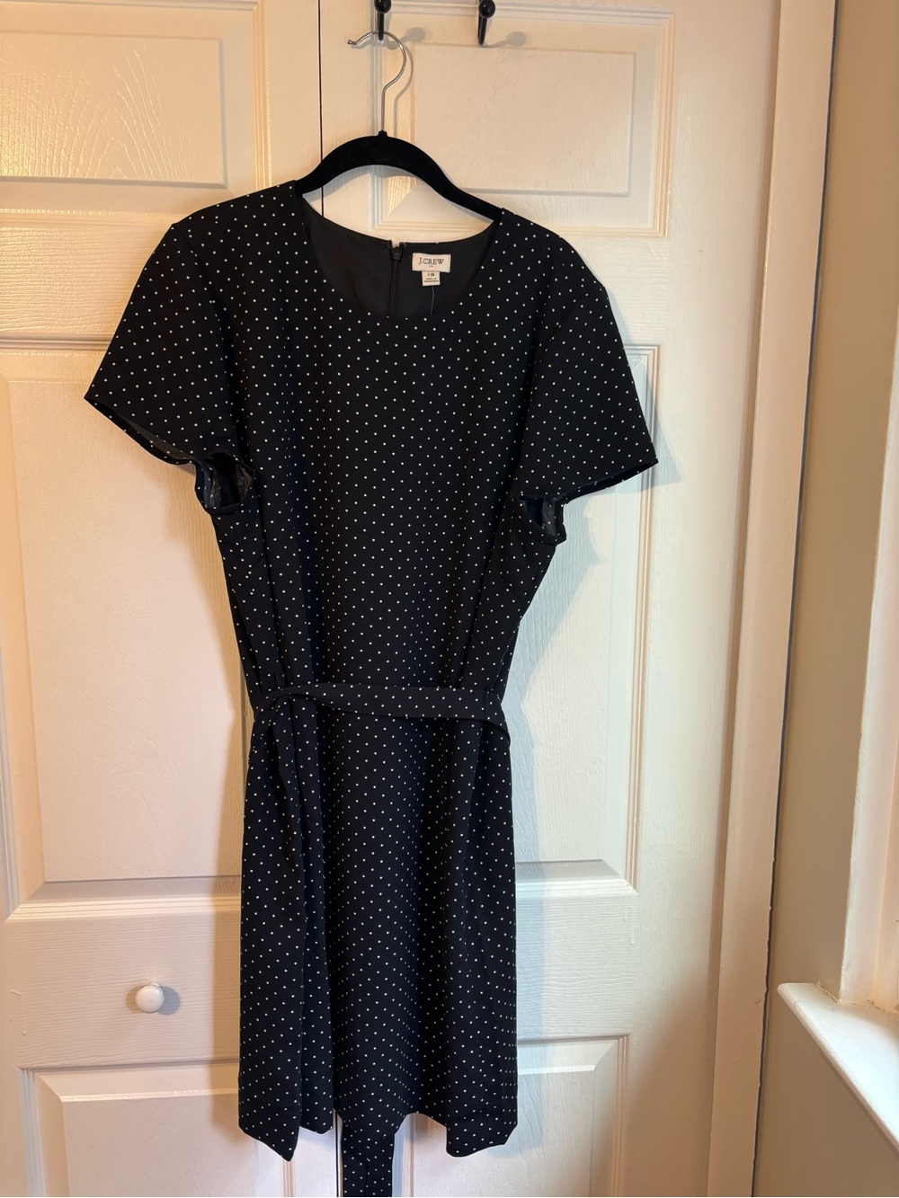 J. Crew Black Dress with White Polka Dots